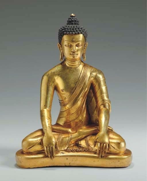 Bouddha Shakyamuni, bronze doré, Tibet, XVIe-XVIIe siècle
